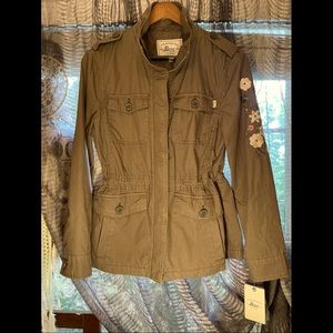 Floral Four Pocket Embroidered Field Jacket